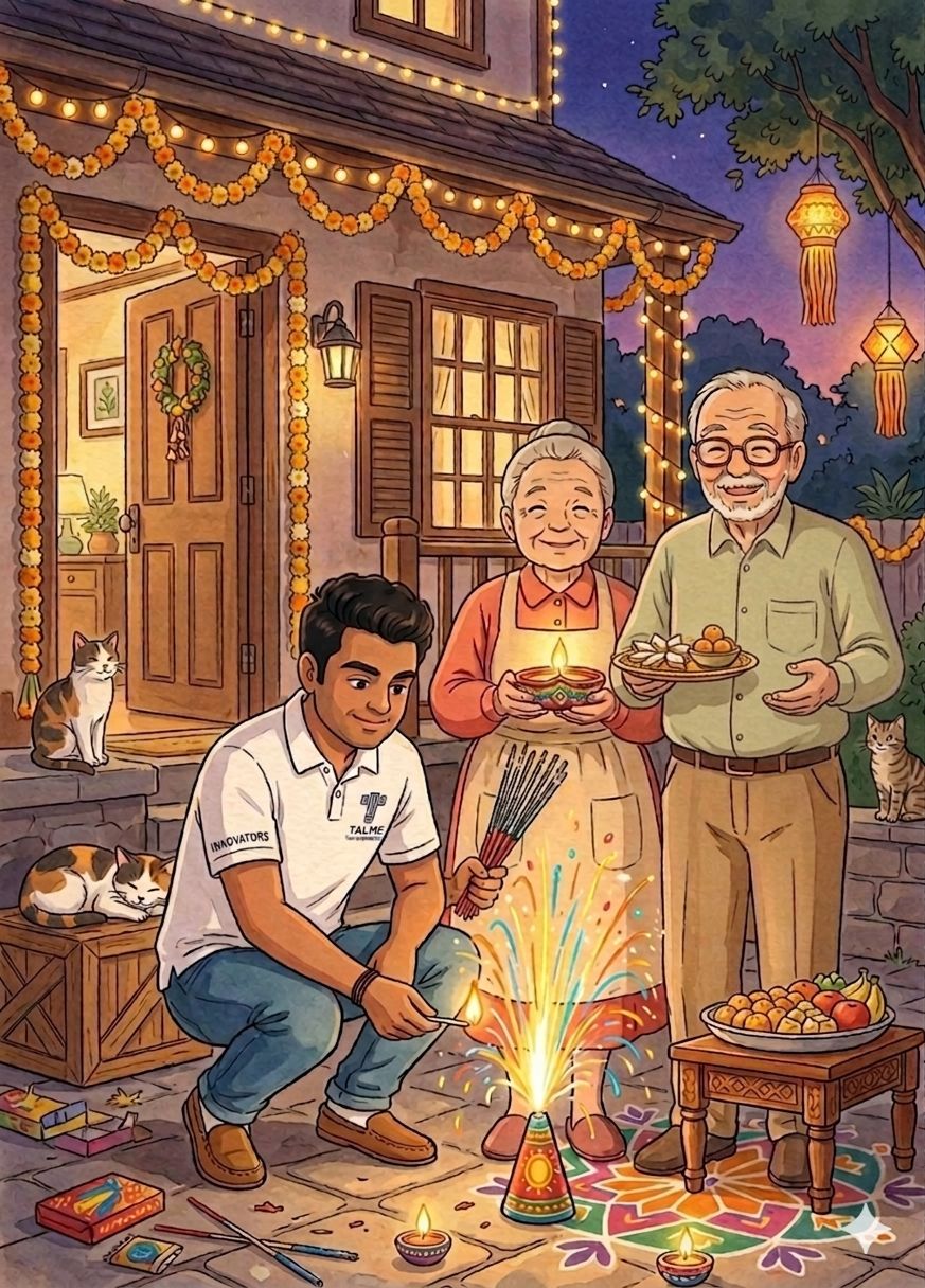 Holi celebration event with seniors and companions