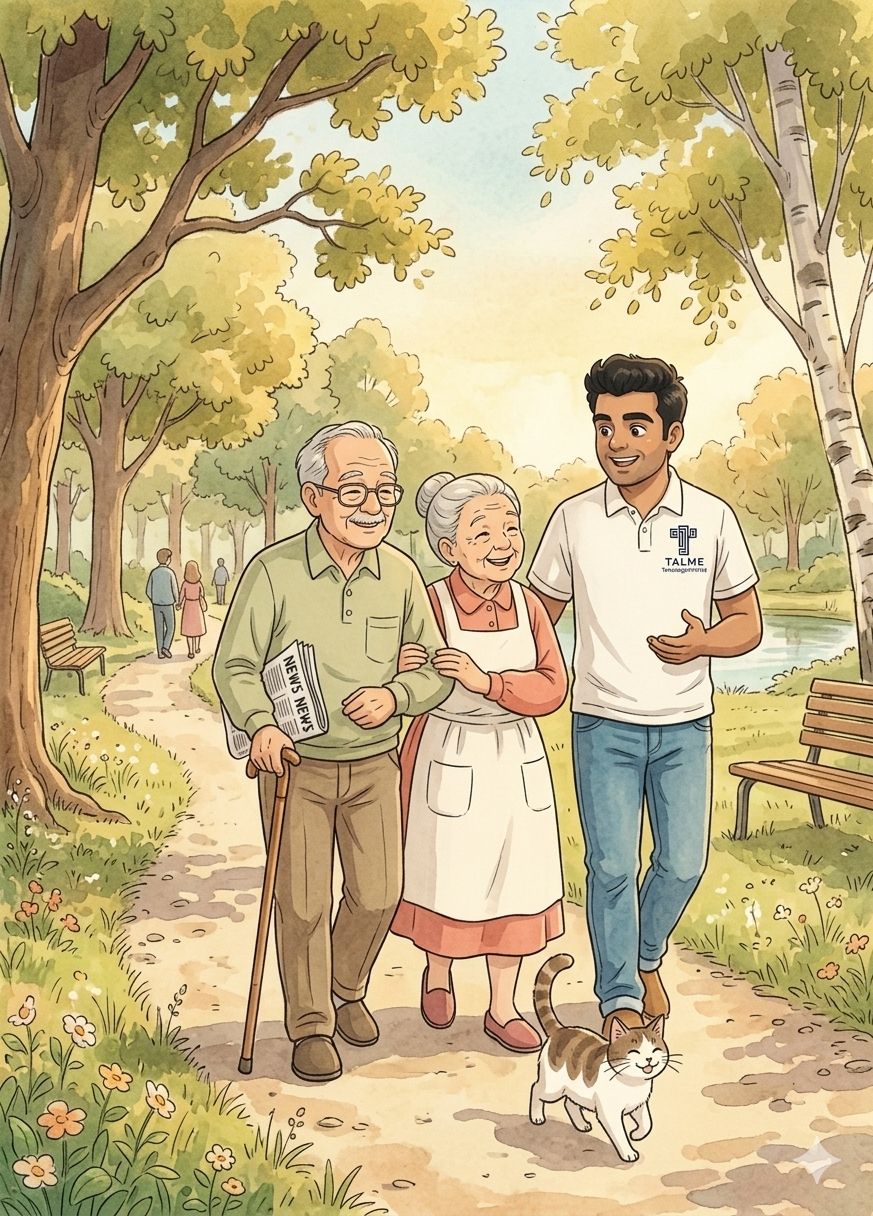 Grandparents and young companion sharing a warm reading moment