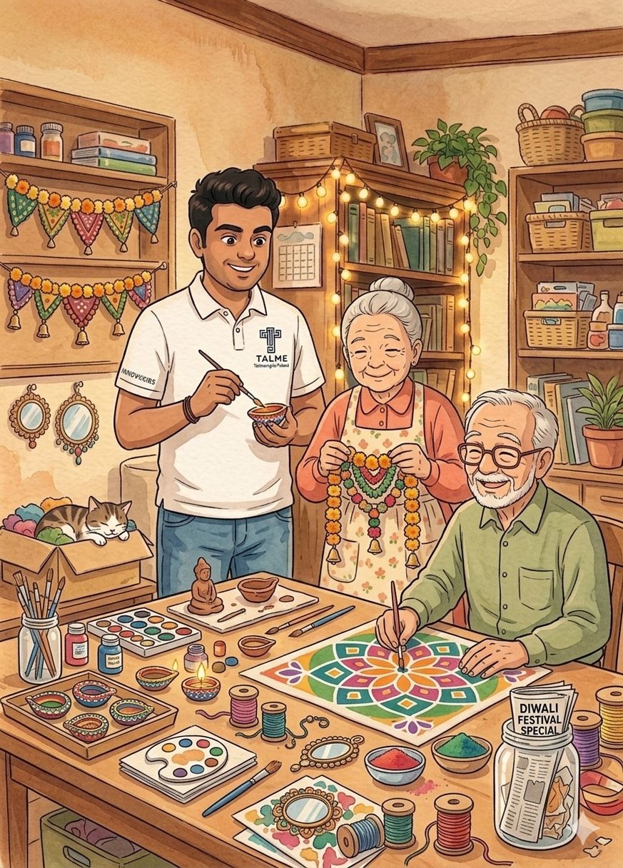 Young companion spending tea-time with grandmother